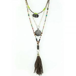 Necklace - Boho Tassel Black
