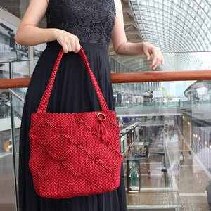 Image Title Cara Brent Rhombus handbag.  Handwoven by blind artisans from Kolkata