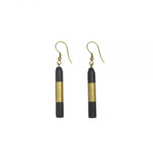 Earrings - Shade Gold Bar Hanging Wood
