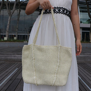 Image Title Cara Brent V-Tote Handbag. Handwoven by Blind artisan in Kolkata