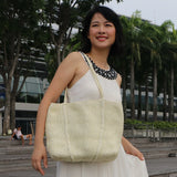 Cara Brent V-Tote Handbag. Handwoven by Blind artisan in Kolkata Cara Brent V-Tote Handbag. Handwoven by Blind artisan in Kolkata