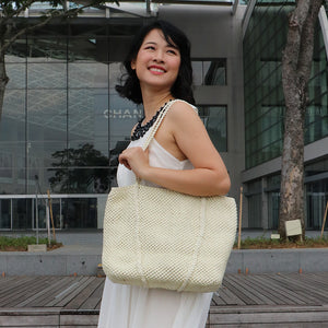 Image Title Cara Brent V-Tote Handbag. Handwoven by Blind artisan in Kolkata