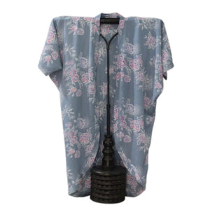 Image Title Kimono - Grey floral