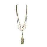 Necklace - Dignity's Tassel (3 Strand Coral)